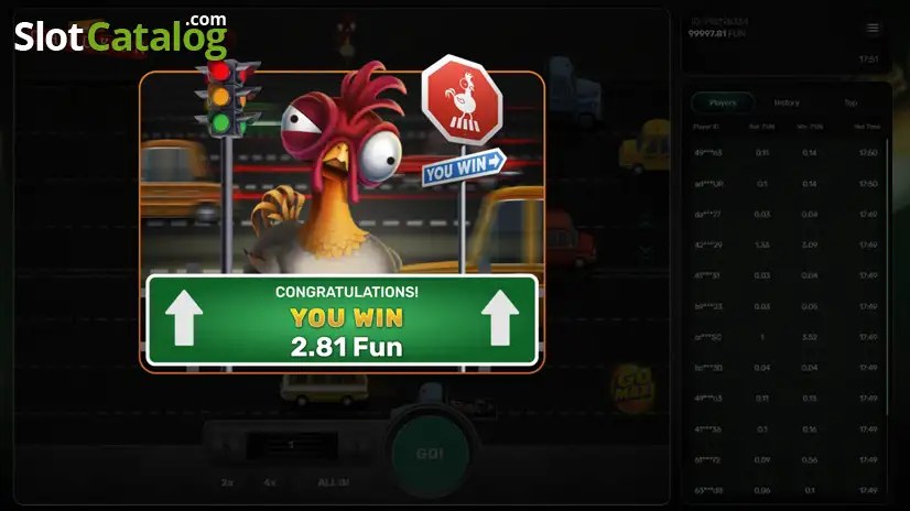 Chicken Crash Screenshot 3 - Gewinnbildschirm mit Cash-Out