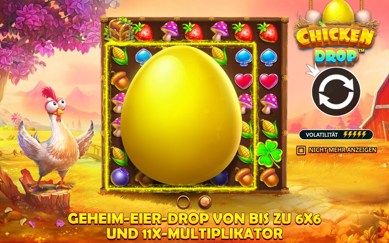 Chicken Drop Screenshot 1 - Cluster-Spielfeld mit Hühner-Symbolen