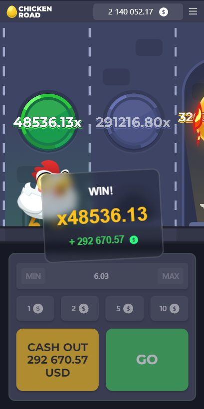 Chicken Road Screenshot 3 - Cash-out Button und aktueller Multiplikator