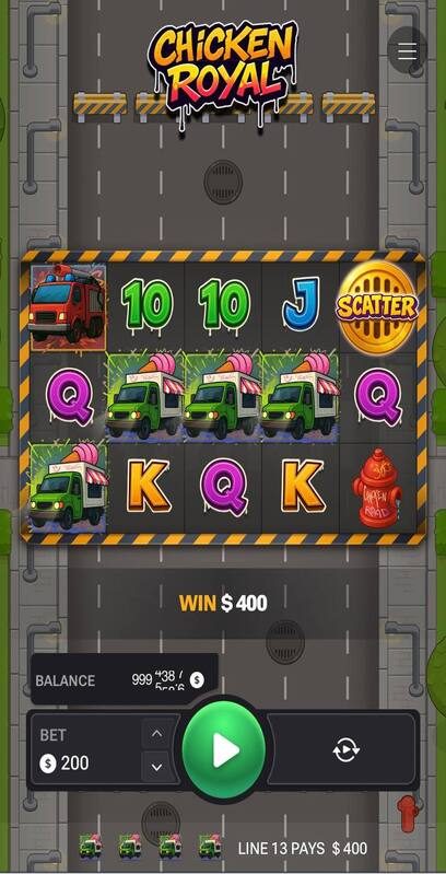 Chicken Royal Screenshot – königliche Crash-Szene von InOut Games