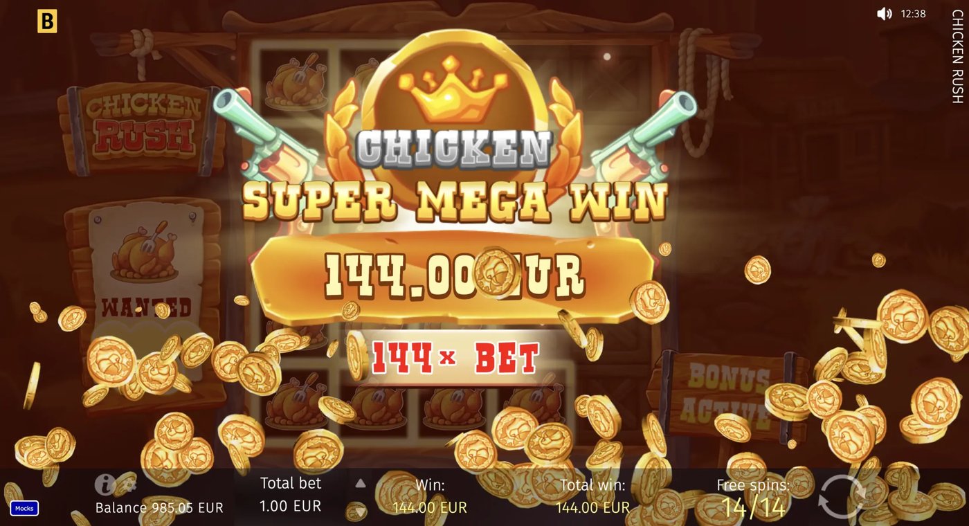 Chicken Rush Screenshot 2 – Free-Spins-Ankündigung