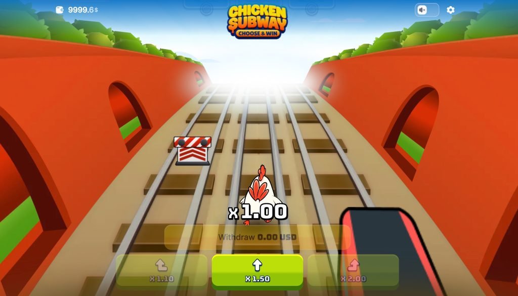 Chicken Subway Screenshot 2 – laufende Runde mit Multiplikator