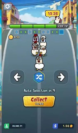 Chicky Run Screenshot 2 – laufende Runde mit Multiplikator