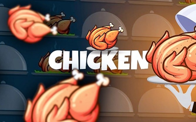 Chicken (UpGaming) Screenshot 4 – offizielles Werbebanner mit Chicken-Logo und Hühnchen-Grafiken