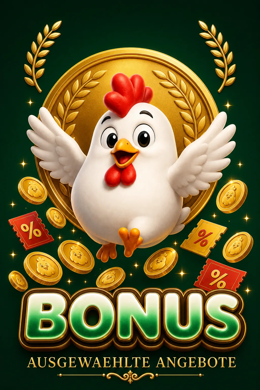 Bonusse Hero Maskottchen-Illustration - Chicken-Game.com.de