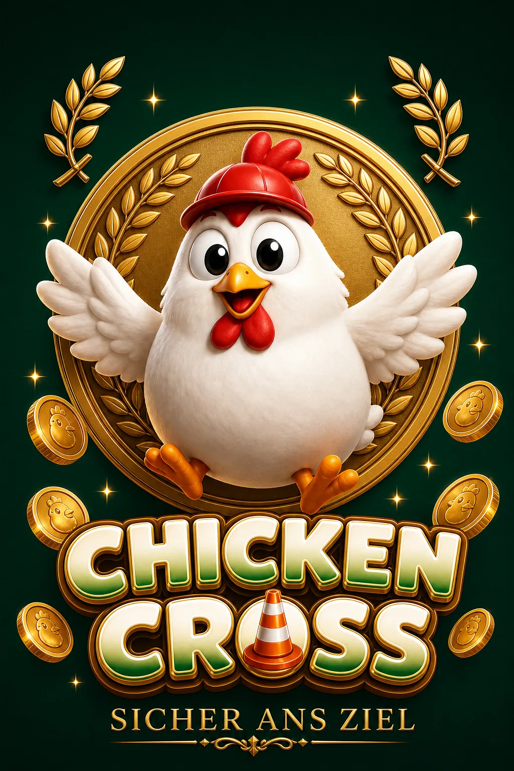 Chicken Cross Maskottchen-Illustration - Chicken-Game.com.de