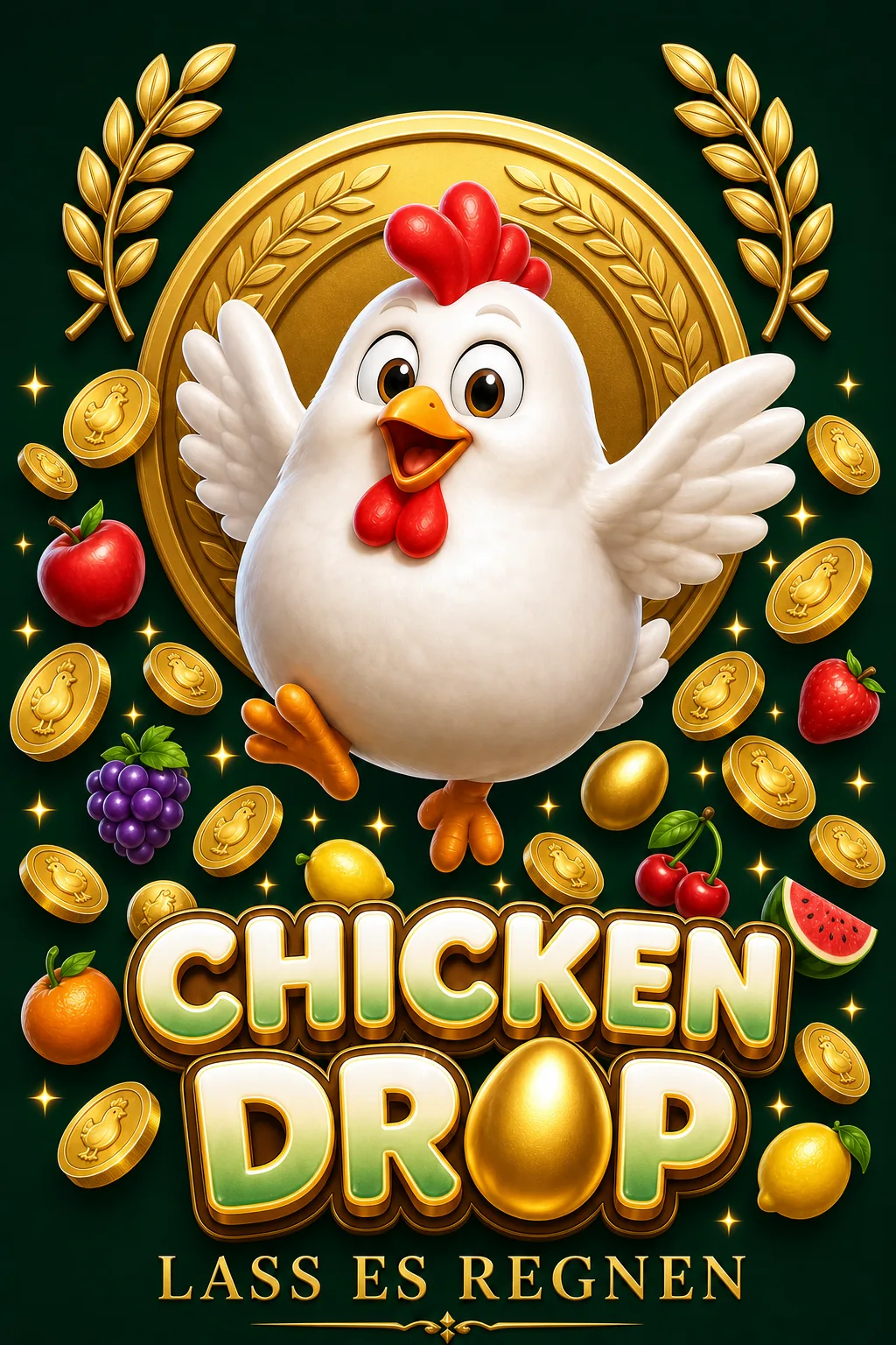 Chicken Drop Maskottchen-Illustration - Chicken-Game.com.de
