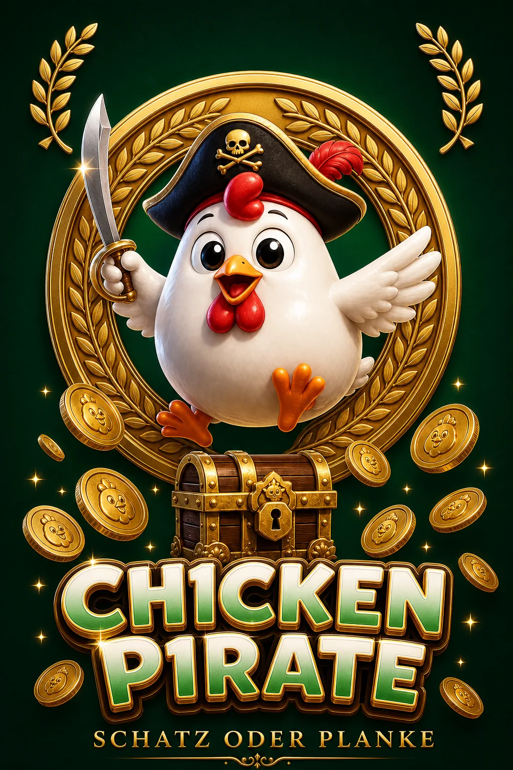 Chicken Pirate Maskottchen-Illustration - Chicken-Game.com.de