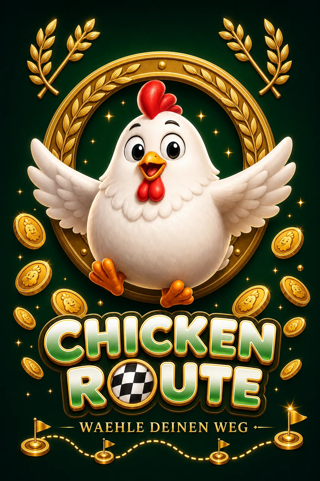 Chicken Route Maskottchen-Illustration - Chicken-Game.com.de