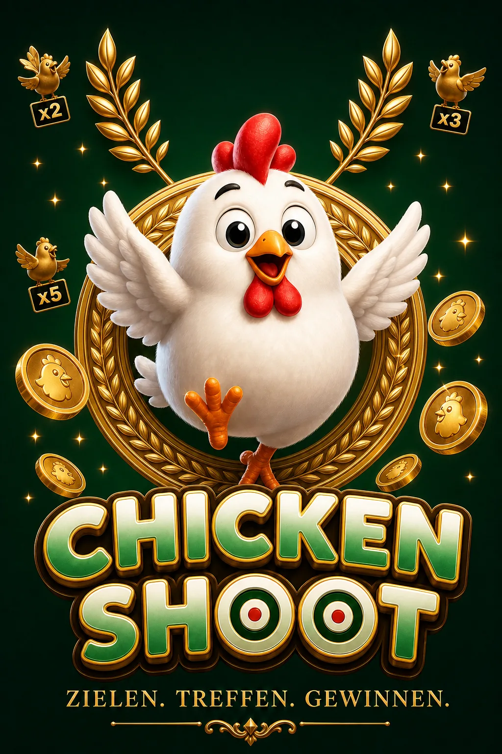 Chicken Shoot Maskottchen-Illustration - Chicken-Game.com.de