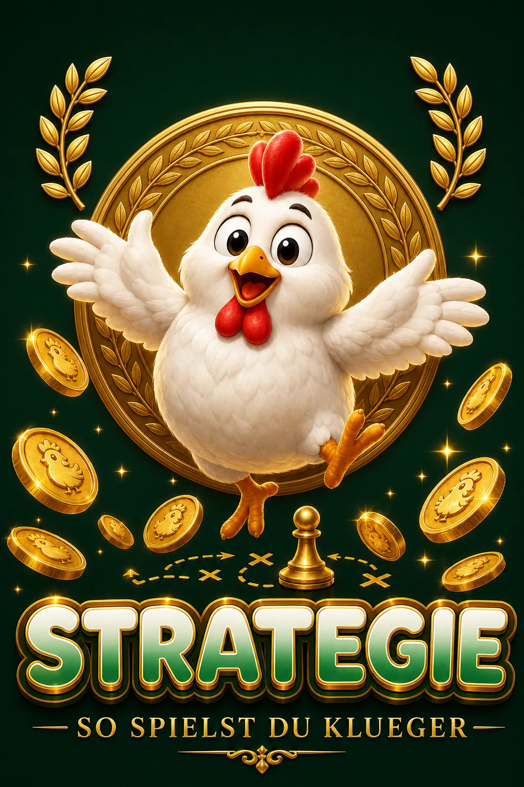 Strategie Hero Maskottchen-Illustration - Chicken-Game.com.de