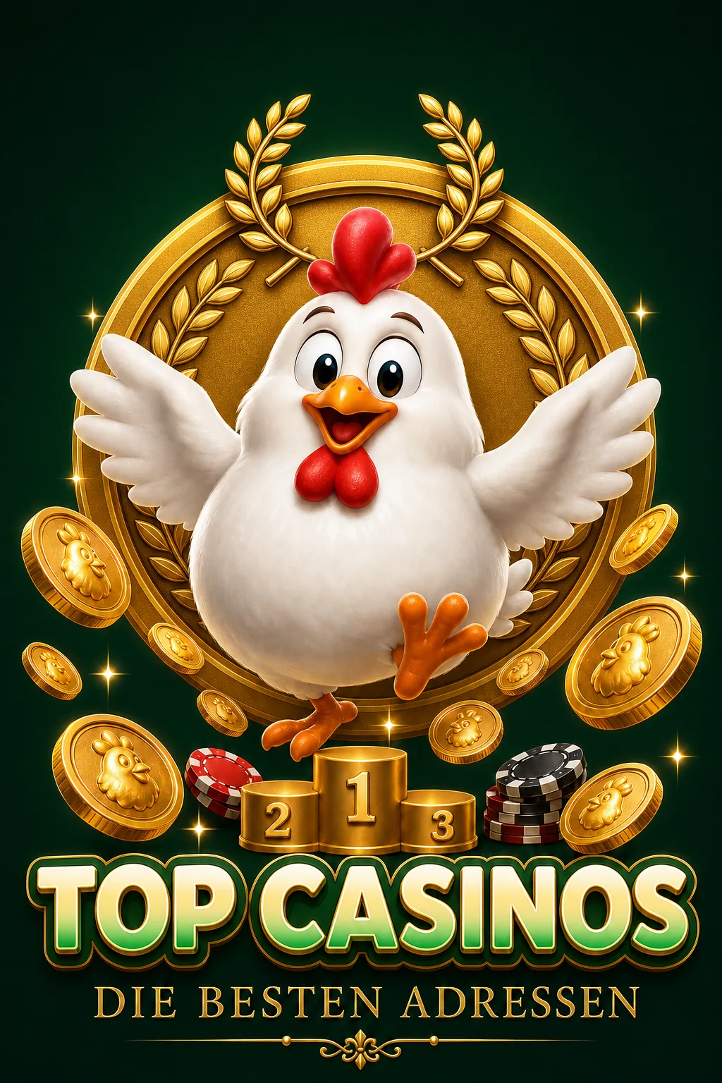 Top Casinos Hero Maskottchen-Illustration - Chicken-Game.com.de