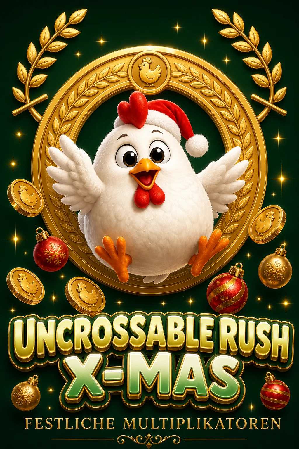 Uncrossable Rush X Mas Maskottchen-Illustration - Chicken-Game.com.de