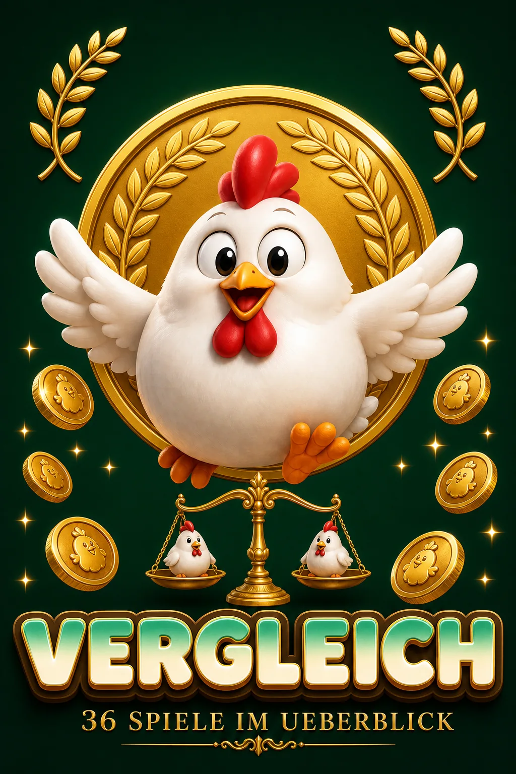 Vergleich Hero Maskottchen-Illustration - Chicken-Game.com.de